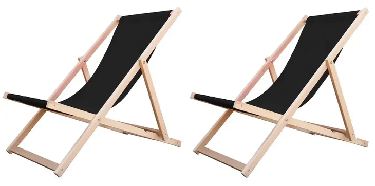 2 x Drewniany Leżak Plażowy Rozkładany Standard