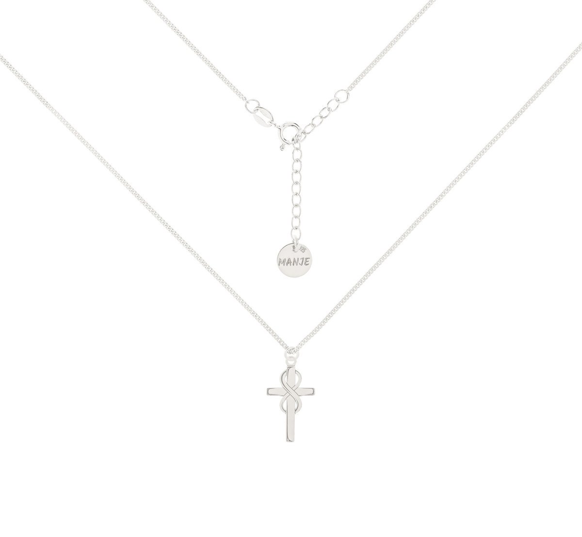 Srebrny choker pancerka z krzyżem i nieskończonością