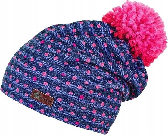 STERNTALER GRANATOWA CZAPKA DZIECIĘCA Z RÓŻOWYM POMPONEM 12-18M J7A