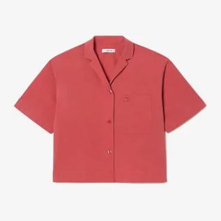 Koszule damskie - Lacoste bawełniana koszula oversize z krótkim rękawem - grafika 1