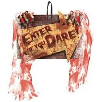 Amscan Dekoracyjna tabliczka na drzwi Enter If You Dare Halloween - Zabawki kreatywne - miniaturka - grafika 1