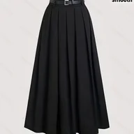 Spódnice - TEMU Elegancka Sukienka-Maksymalna Ołówkowo-Spódnicowa dla Kobiet z Gładkim Wykończeniem i Usztywnioną Talię - Sylwetki A-Line, Materiał Odporu na - miniaturka - grafika 1