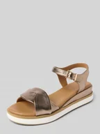 Sandały damskie - Sandały skórzane z gładką podeszwą - miniaturka - grafika 1