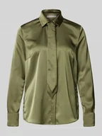 Koszule damskie - Bluzka o kroju regular fit z satyny z wiązaniem pod szyją i wykładanym kołnierzem - miniaturka - grafika 1