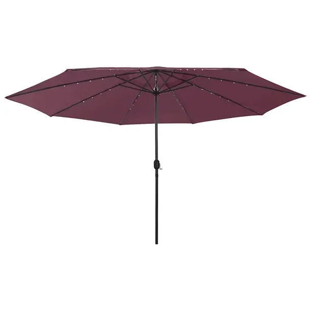 Parasol ogrodowy z LED, mechanizmem korby, bordowy, 400 x 248 cm