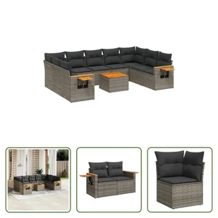 The Living Store 10-częściowa sofa ogrodowa z poduszkami z szarego polirattanu - Sofy ogrodowe The Living Store 10-częściowa sofa ogrodowa z poduszkami z szarego polirattanu - Sofy ogrodowe - miniaturka - grafika 1