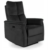 Fotele - Fotel rozkładany Neptun M Velvet (Masaż) Czarny Bluvel 19 Nowoczesny - miniaturka - grafika 1