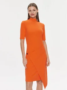 Calvin Klein Sukienka codzienna Stretch Jersey Asymmetric Dress K20K206498 Pomarańczowy Slim Fit - Sukienki - miniaturka - grafika 1