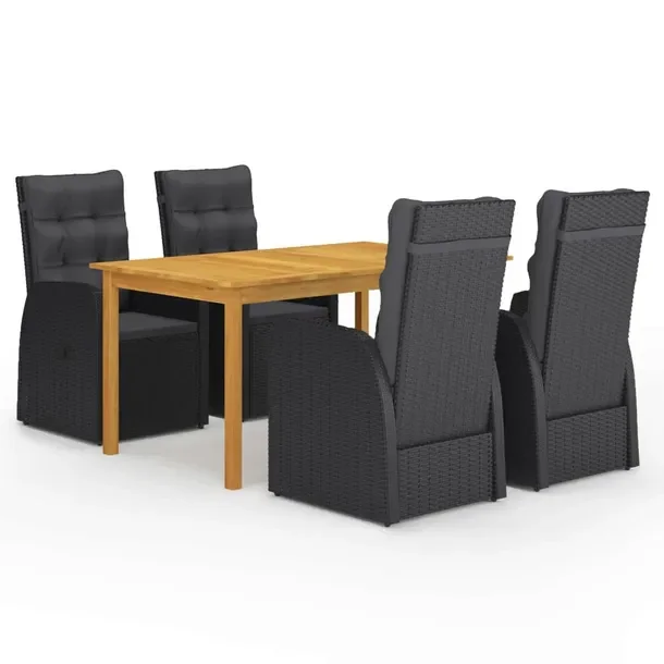 Zestaw Ogrodowy Stół + 4 Krzesła Czarne 150x90cm
