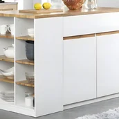 Szafki kuchenne - Wyspa kuchenna MEILI z miejscem do przechowywania – kolor biały i dębowy - miniaturka - grafika 1