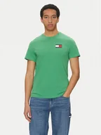 Koszulki męskie - Tommy Jeans T-Shirt Essential DM0DM20740 Zielony Slim Fit - miniaturka - grafika 1