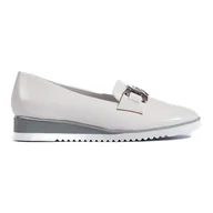 Półbuty damskie - Goodin Białe damskie lordsy na platformie - miniaturka - grafika 1