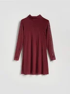 Sukienki - Reserved - Sukienka z dekoracyjnymi aplikacjami - bordowy - miniaturka - grafika 1