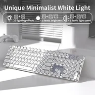Inne - TEMU 1 szt. EWEADN V20 Mechaniczna klawiatura do gier, przewodowa, pełnowymiarowa, w stylu retro, ergonomiczna, z podświetleniem LED, pokrętłem - miniaturka - grafika 1