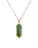 Naszyjniki - Naszyjnik srebrny pozłacany z malachitem osadzonym w ramkę - miniaturka - grafika 1