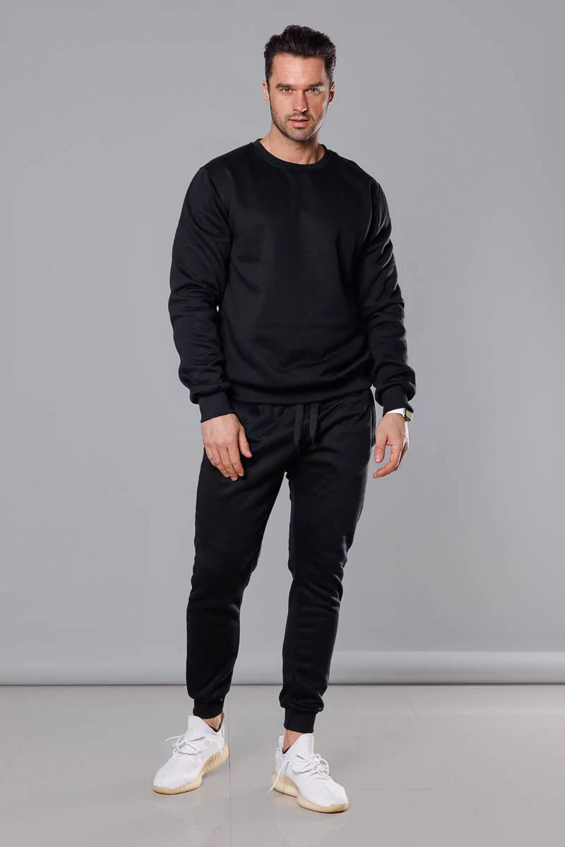 Spodnie dresowe męskie czarne (68XW01-3)