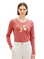 Koszulki i topy damskie - TOM TAILOR Damska koszulka z długim rękawem z nadrukiem, 11183-Cozy Pink, XXL - miniaturka - grafika 1