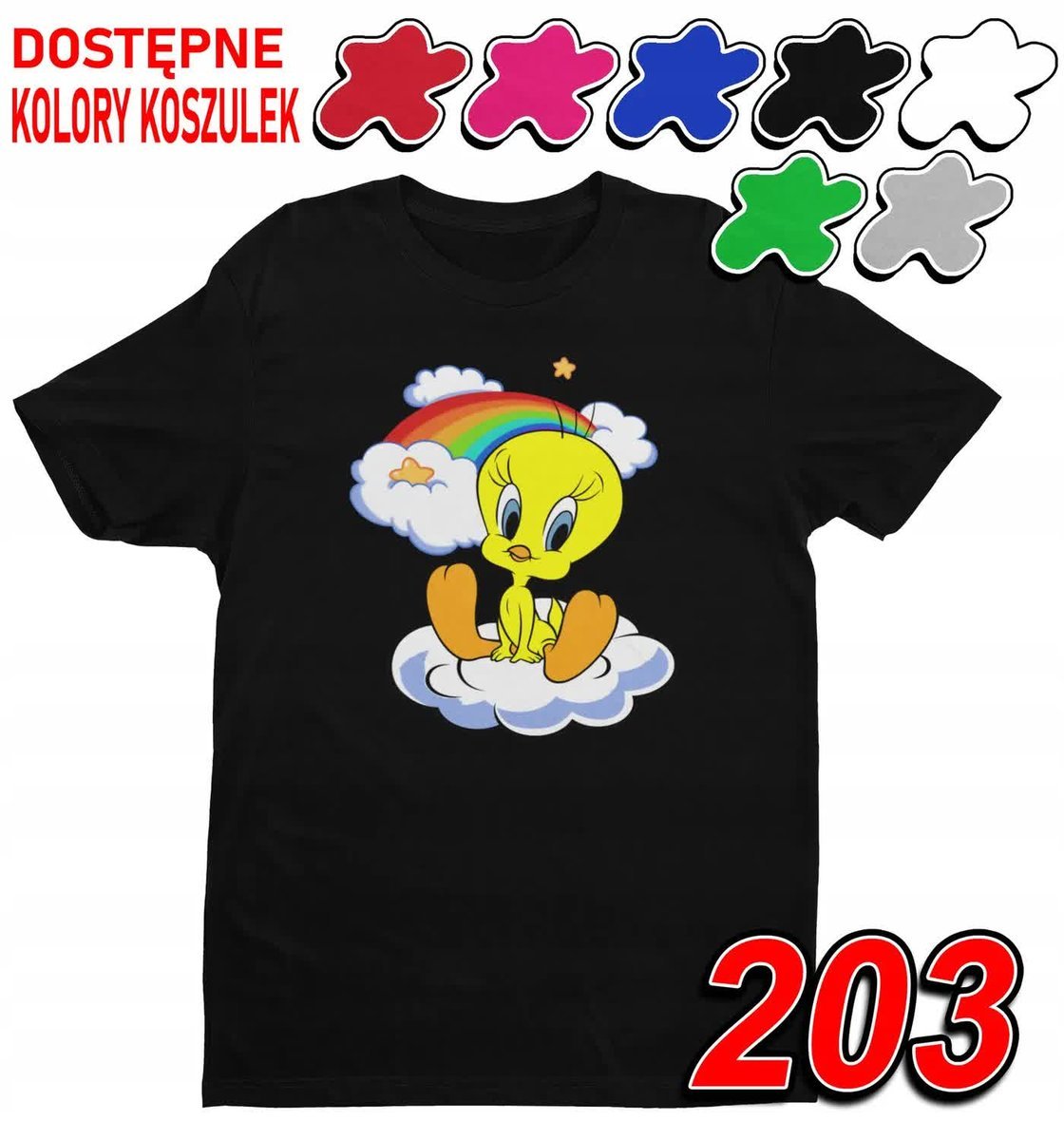 Dziecięca Koszulka T-Shirt Z Nadrukiem Kanarek Kot Sylwester -M 134-140