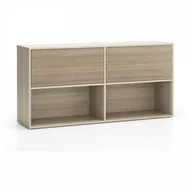 Regały biurowe - B2B Partner Regał biurowy LAYERS, długi, 2 schowki, 1582 x 400 x 777, dąb naturalny / dąb bejcowany 611511 - miniaturka - grafika 1