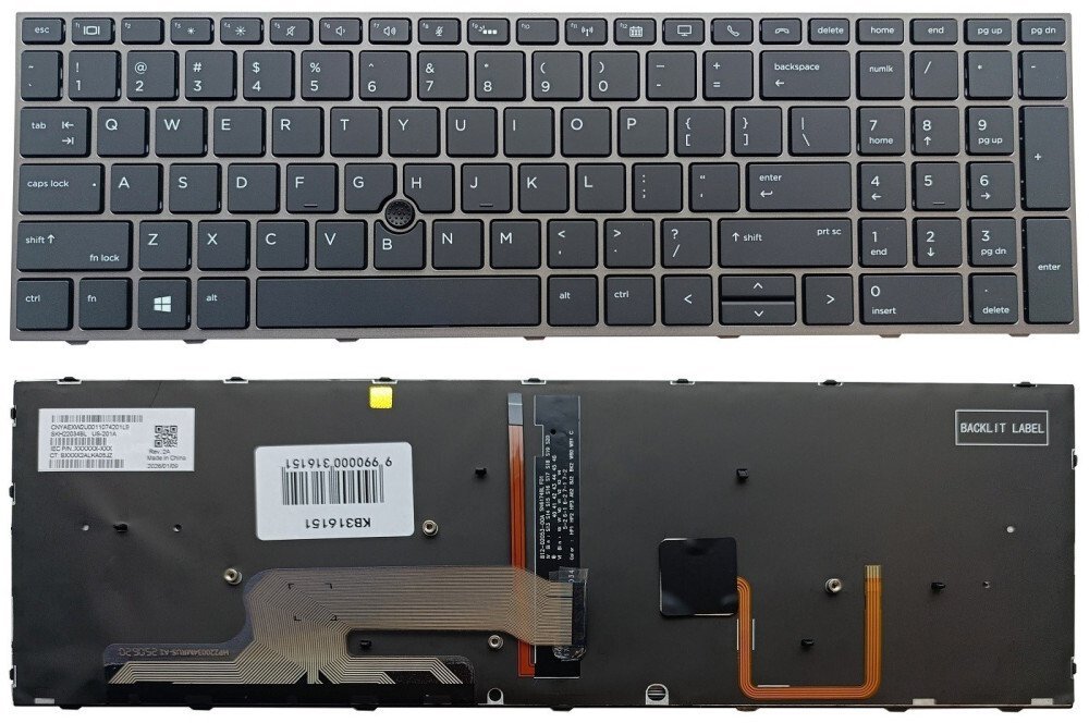 HP Klaviatūra ZBook 15 G5, G6, ZBook 17 G5, G6 z podświetleniem i „trackpoint“ KB316151
