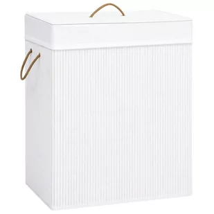 vidaXL Bambusowy kosz na pranie, biały, 83 L vidaXL - Kosze na bieliznę - miniaturka - grafika 1