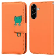 Portfele - Pokrowiec TKdaddy na Samsung Galaxy A56 5G Etui Cartoon Pattern Portfel Skórzany pokrowiec na telefon Pomarańczowy - miniaturka - grafika 1