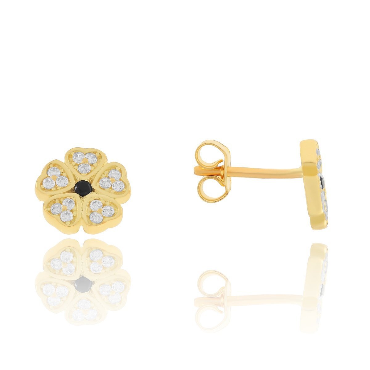 Złote kolczyki sztyfty kwiaty kwiatki z cyrkoniami pr. 333