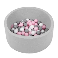 Zabawki sensoryczne - Selonis Suchy basen okrągły z 150 kulkami, jasnoszary: szary-biały-p.róż - miniaturka - grafika 1