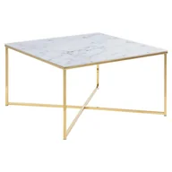 Ławy i stoliki kawowe - Actona Stolik Kawowy Kwadrat Kimi 80 X 80 Cm Biały + Złoty - miniaturka - grafika 1