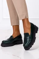 Mokasyny damskie - Zielone mokasyny skórzane damskie na bieżnikowanej platformie PRODUKT POLSKI Casu 1691-NO-39 - miniaturka - grafika 1