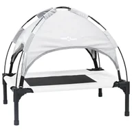 Legowiska dla psów - vidaXL Podwyższone legowisko dla psa z zdejmowanym dachem Srebrny Szary M Stal - miniaturka - grafika 1