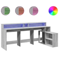 Biurka - vidaXL Biurko z podświetleniem LED, szary dąb sonoma, 200x104x91 cm - miniaturka - grafika 1