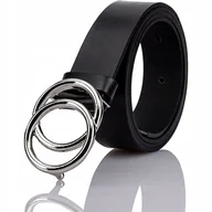 Paski - TRENDY PASEK Srebrna Klamra DWA RINGI GRACIO SKÓRA - miniaturka - grafika 1