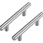 Zawiasy, okucia i inne akcesoria - Zestaw 2 uchwytów do drzwi ze stali nierdzewnej (100 x 12 x 32 mm), uchwyty do szuflad do mebli kuchennych, rozstaw osi 64 mm - miniaturka - grafika 1