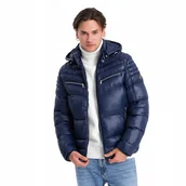 Kurtki męskie - Kurtka męska zimowa pikowana z zamkami c.niebieska V2 OM-JAHP-22FW-010 XL - miniaturka - grafika 1