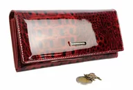 Portfele - Portfel Damski Skórzany LORENTI Długi Suwak MAX Wewnątrz Skóra Naturalna Lakierowana GD27-RFID-14 9771 CZERWONY LAKIEROWANY - miniaturka - grafika 1