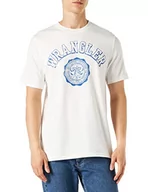 Koszulki męskie - Wrangler T-shirt męski Collegiate Tee, Off White, S - miniaturka - grafika 1