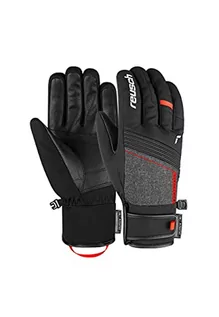 Rękawiczki - Reusch Unisex rękawiczki na palce Luca R-TEX® XT z wysokiej jakości materiału 7680 blck/blck melang/fire red, 7.5 - grafika 1