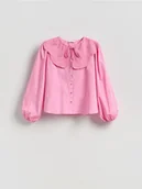 Bluzki damskie - Reserved - Koszula z ozdobnym kołnierzem - różowy - miniaturka - grafika 1