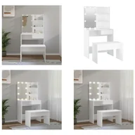 Toaletki - vidaXL Zestaw toaletek z LED z białego drewna - Zestaw toaletek z LED - Zestawy toaletek z LED - Zestaw toaletek - Toaletka z lustrem - miniaturka - grafika 1