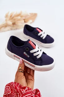 Dziecięce Niskie Trampki Big Star JJ374173 Granatowe-34 - Moda i Uroda OUTLET - miniaturka - grafika 1