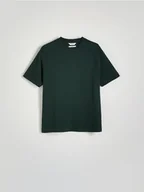Koszulki męskie - Reserved - Bawełniany t-shirt boxy - ciemnozielony - miniaturka - grafika 1