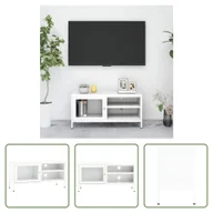 Szafki RTV - Szafka pod telewizor Living Store biała 90x30x44 cm stal i szkło - miniaturka - grafika 1