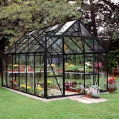 Szklarnie ogrodowe - HALLS szklarnia Magnum 128, czarna (9,9 m²; 2,57 x 3,84 m) + baza - miniaturka - grafika 1