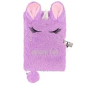 Pamiętniki, dzienniki, listy - Pamiętnik pluszowy z kłódką Unicorn DERFORM - miniaturka - grafika 1