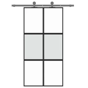 Drzwi przesuwne, czarne, 102,5x205cm, szkło hartowane aluminium 8721012120464 - Drzwi wewnętrzne - miniaturka - grafika 4