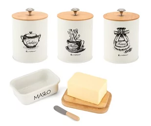 ZESTAW 3 POJEMNIKÓW KUCHENNYCH I MASELNICZKA E-6058 - Pojemniki kuchenne - miniaturka - grafika 1