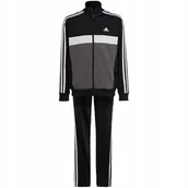 Dresy damskie - Dres dla dzieci adidas Essentials 3-Stripes Tiberio Track Suit szaro-czarny - Adidas - miniaturka - grafika 1