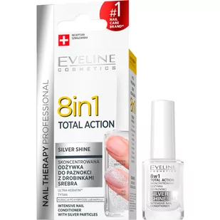 Eveline 8in1 Total Action, odżywka do paznokci z drobinkami srebra Silver Shine, 12 ml - Odżywki do paznokci - miniaturka - grafika 1