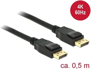 Kabel Delock DisplayPort - DisplayPort 0.5m czarny 85506 - Kable komputerowe i do monitorów - miniaturka - grafika 1